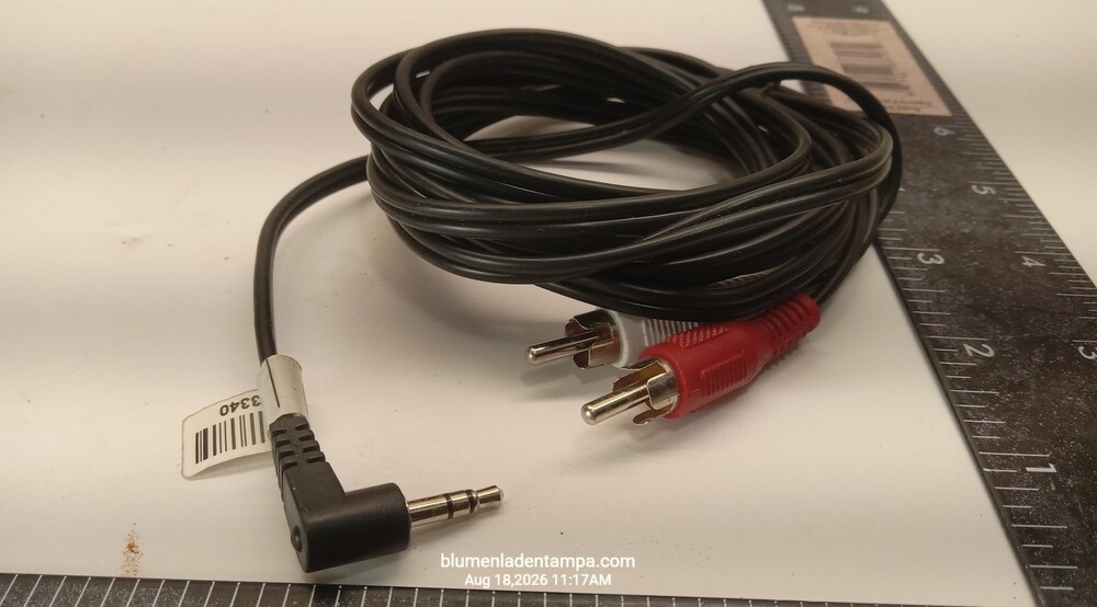3.5mm Right Angle to 2 RCA Audio Stereo Y-Splitter Cable 6ft Black